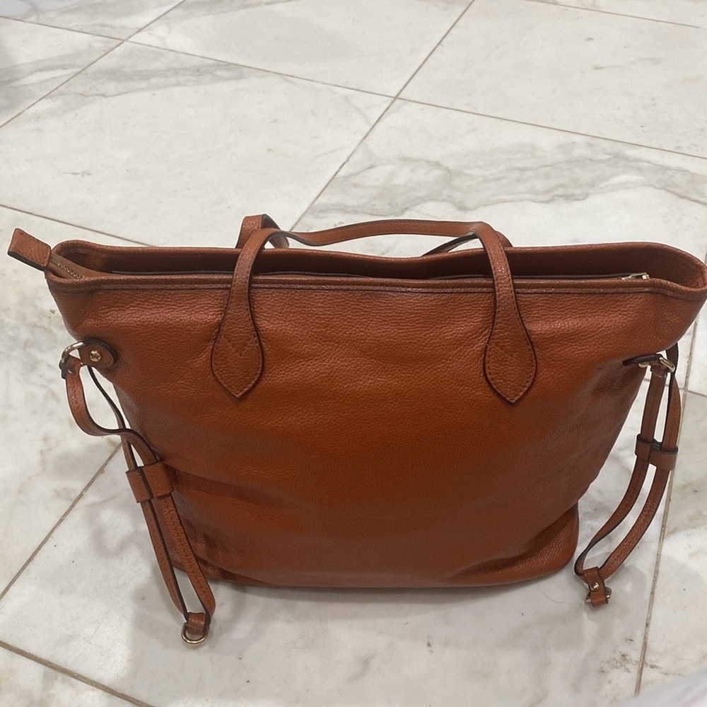 Vintage Prada brown cognac Vitello Daino leather top zip Tote ๐ made in Italy - Picture 6 of 16